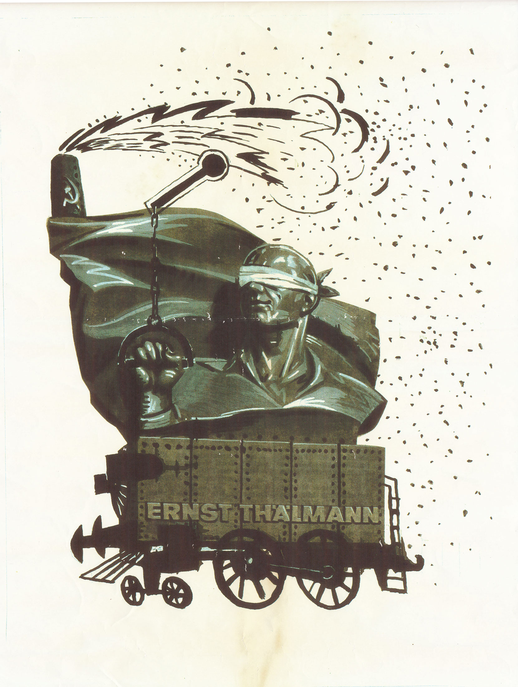 Plakat-Ernst-Thaelmann Poster for the memorial conference “‘Thälmann, and Thälmann first of all, Germany‘s immortal son...? On dealing with a controversial monument” in 1993, designed by Wolf Leo.