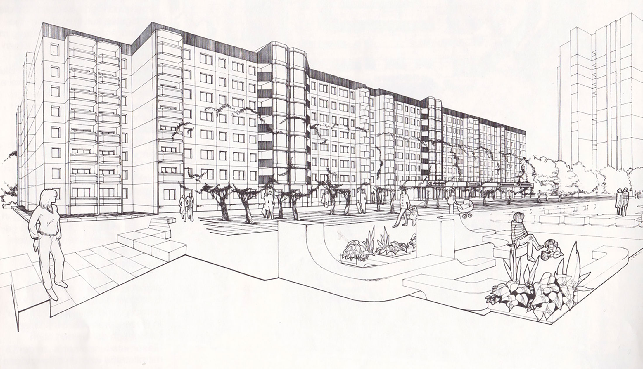 Prefabricated building series type 70 (WBS 70) with glazed loggias and maisonette flats added as a ninth storey